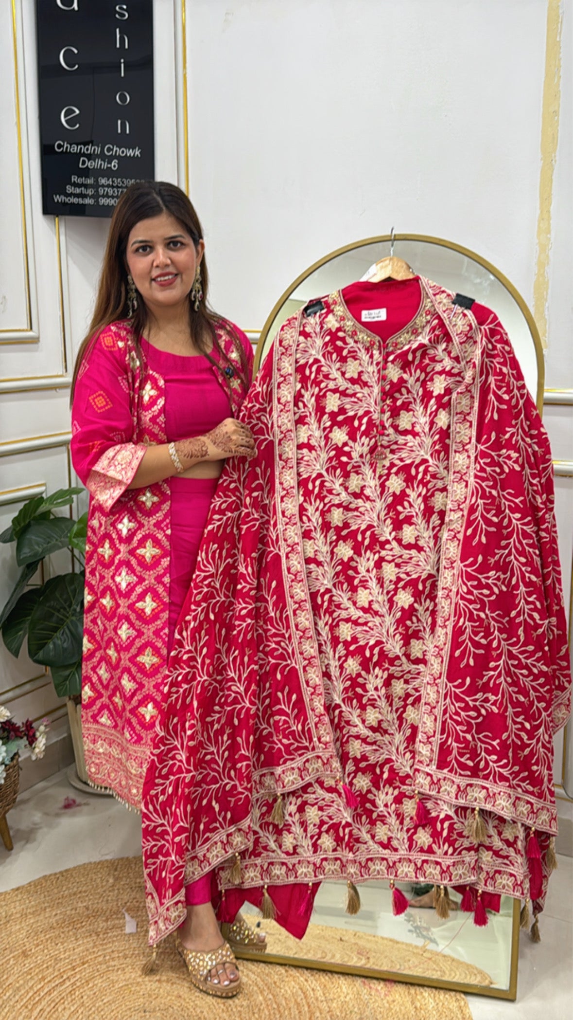 Latest Pure Chinnon Suit Material with Parci Work Embroidered Shirt & Dupatta GF 416